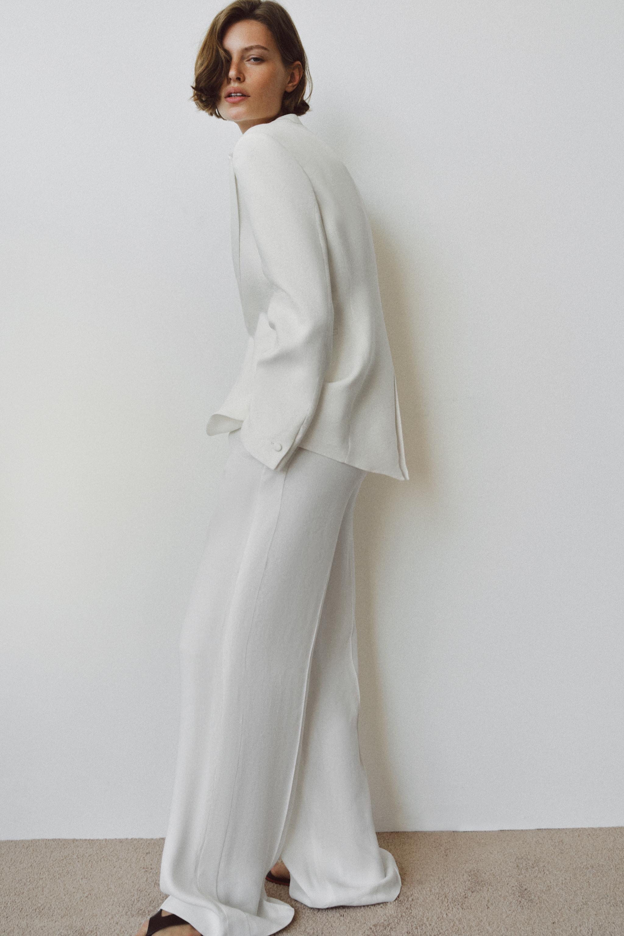 ZW COLLECTION LINEN BLEND TUXEDO BLAZER